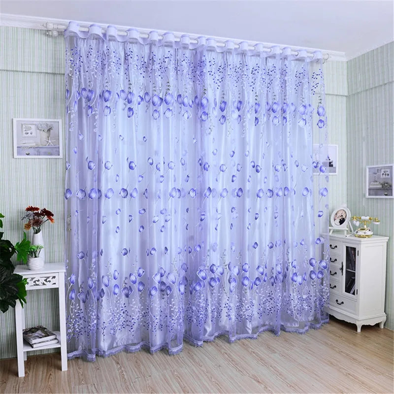 Peony Floral Tulle Sheer Curtains | Light-Filtering Panels for Any Room