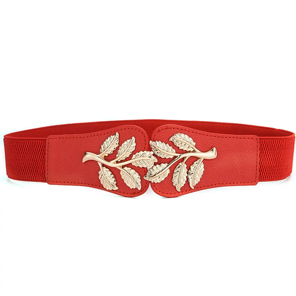 Gold Leaf Elastic Waist Closure With Double Hook Buckle