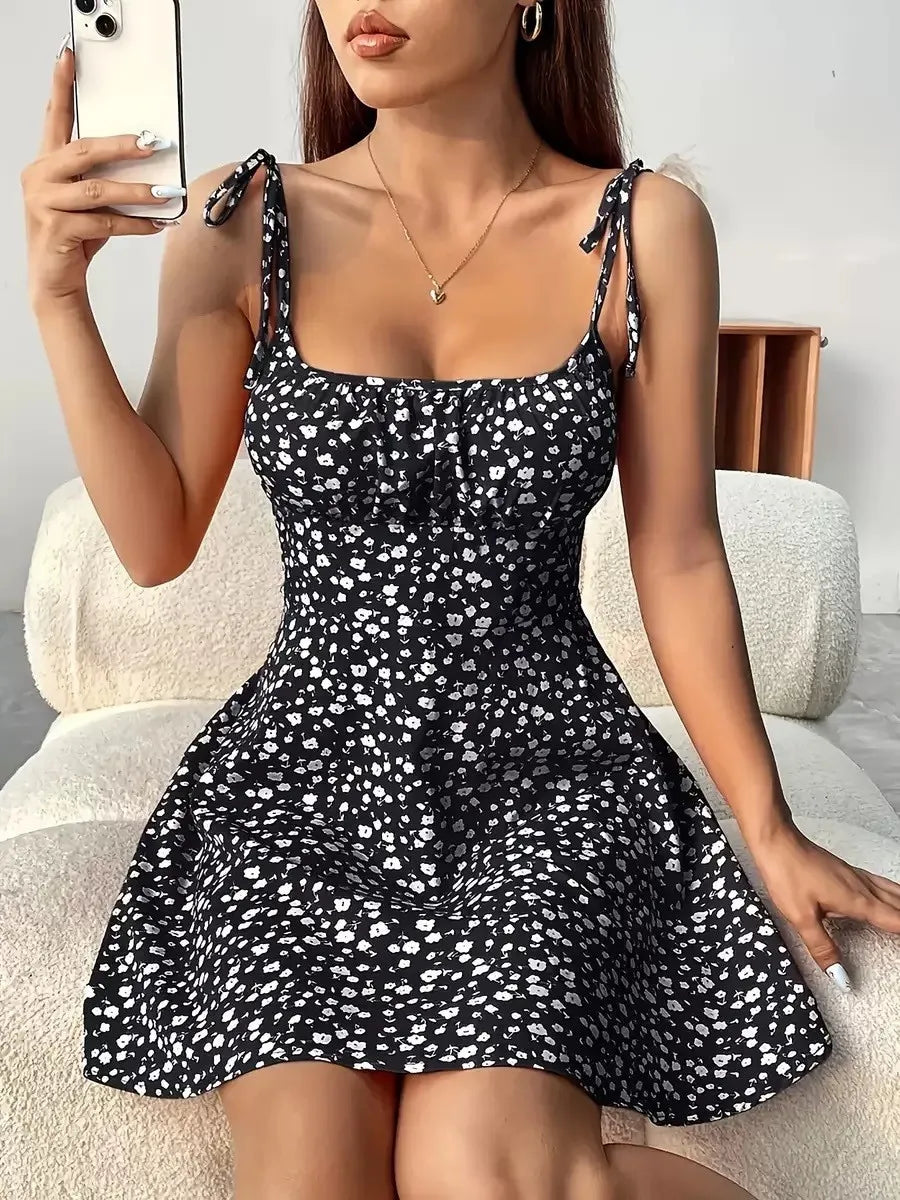 Floral Spaghetti Strap Mini Sundress | A-Line Beach Dress for Women