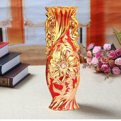 30cm Gold-Plated Ceramic Vase | European Luxury Decor