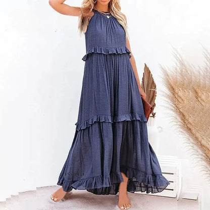 Casual Ruffles Long Sleeveless Sundress