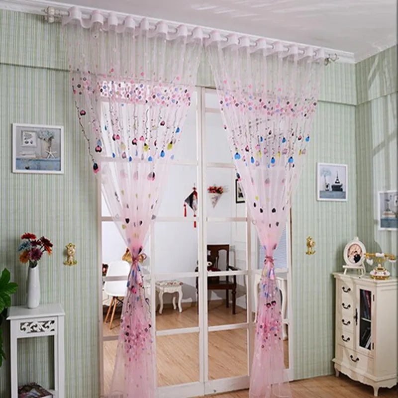 Peony Floral Tulle Sheer Curtains | Light-Filtering Panels for Any Room