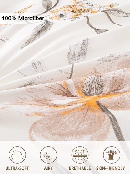 Leaf Floral Duvet Cover Set | 3-Piece Bedding Set
