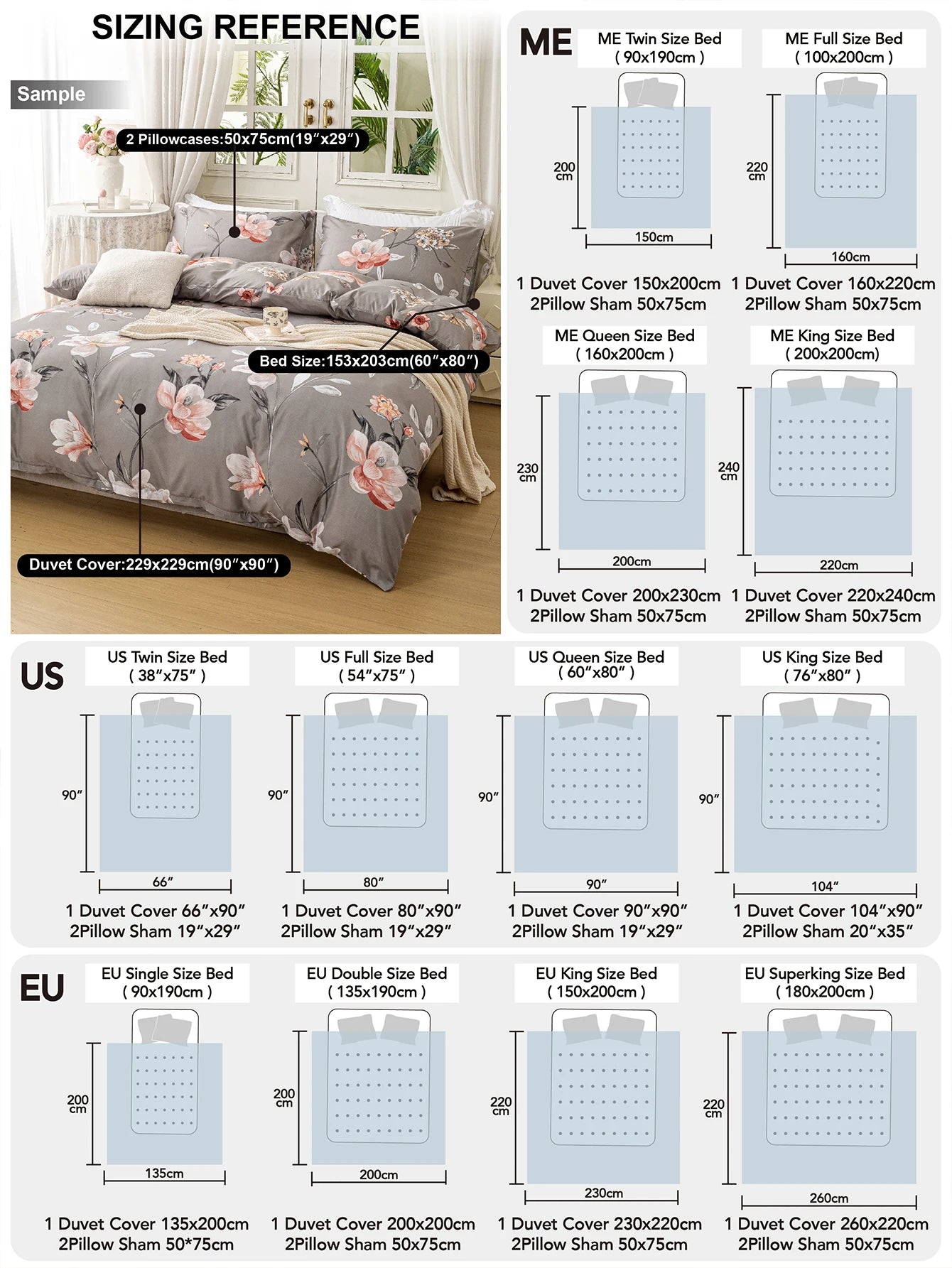 Leaf Floral Duvet Cover Set | 3-Piece Bedding Set