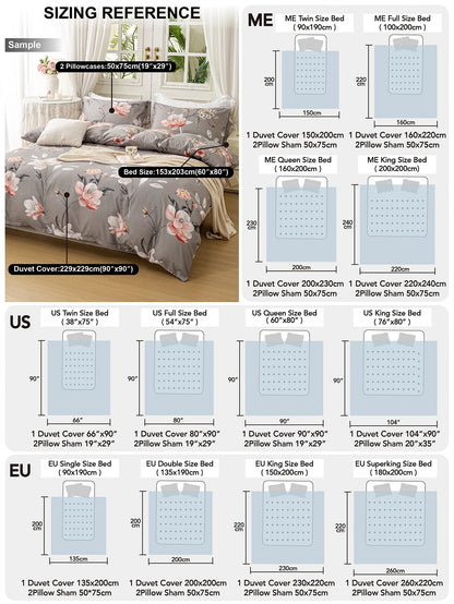 Leaf Floral Duvet Cover Set | 3-Piece Bedding Set