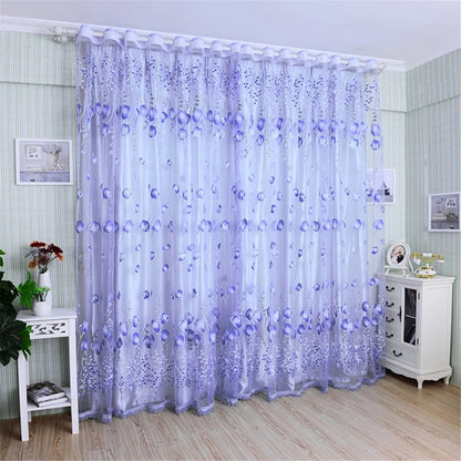 Peony Floral Tulle Sheer Curtains | Light-Filtering Panels for Any Room