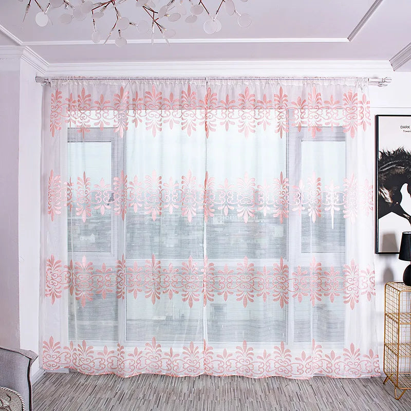 Peony Floral Tulle Sheer Curtains | Light-Filtering Panels for Any Room