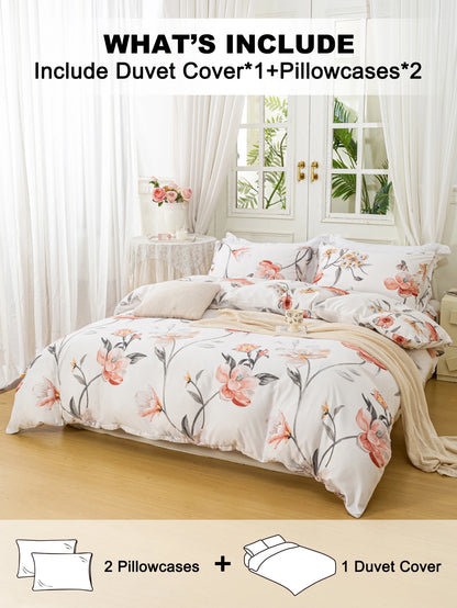 Leaf Floral Duvet Cover Set | 3-Piece Bedding Set