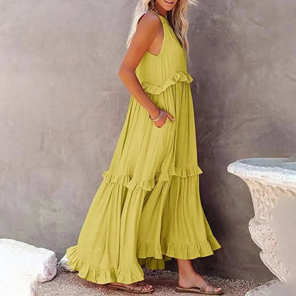 Casual Ruffles Long Sleeveless Sundress
