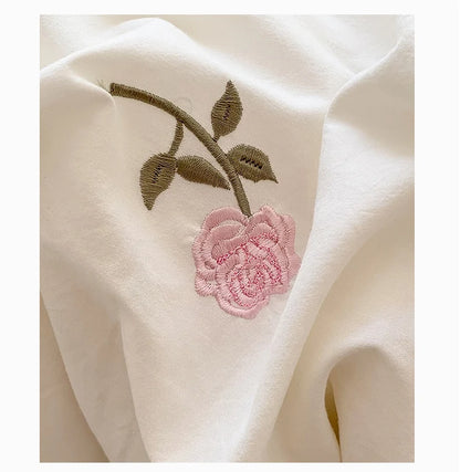 Rose Embroidered Duvet Cover Set | Princess Lace Bedding