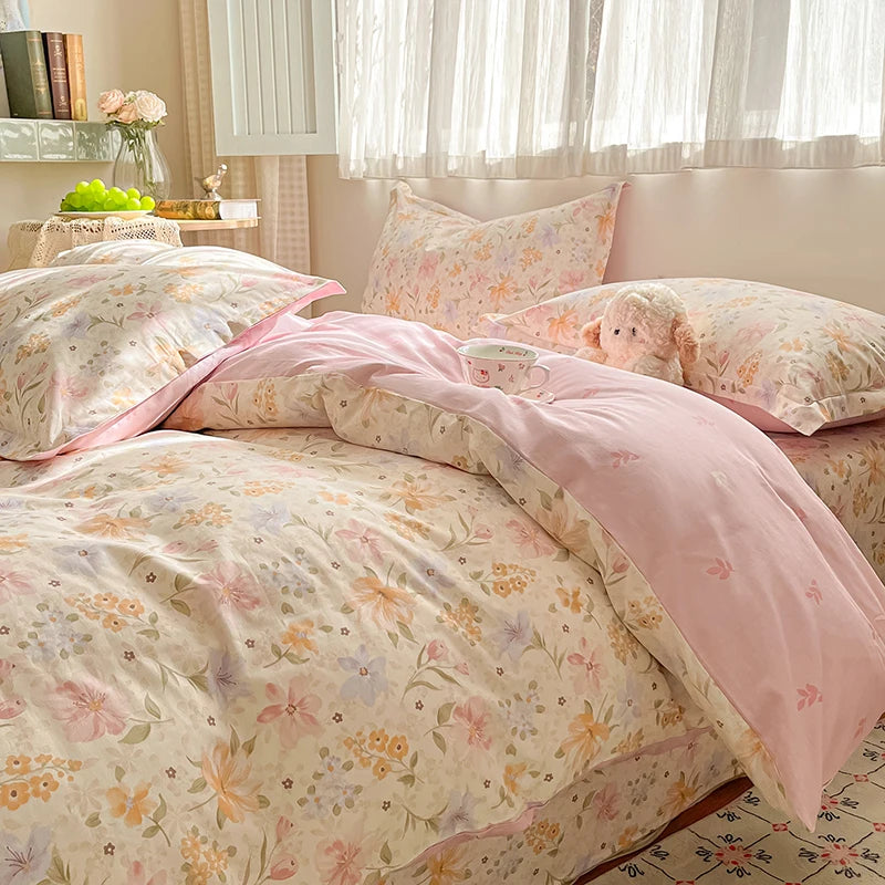 100% Cotton Floral Duvet Cover Set | Luxury 3-Piece Bedding