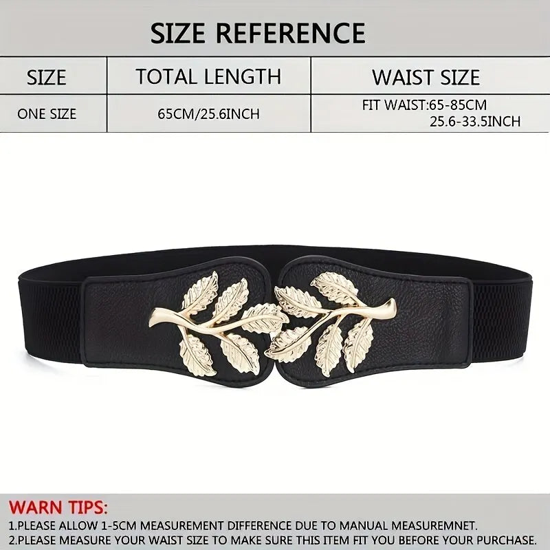 Gold Leaf Elastic Waist Closure With Double Hook Buckle