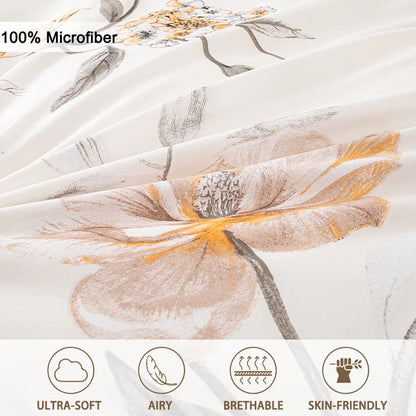 Leaf Floral Duvet Cover Set | 3-Piece Bedding Set