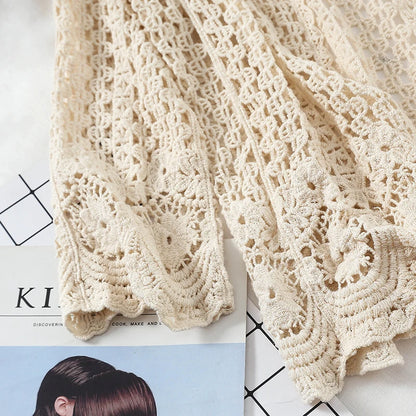 Open Lace Cardigan Crocheted Hollow Out Shrug