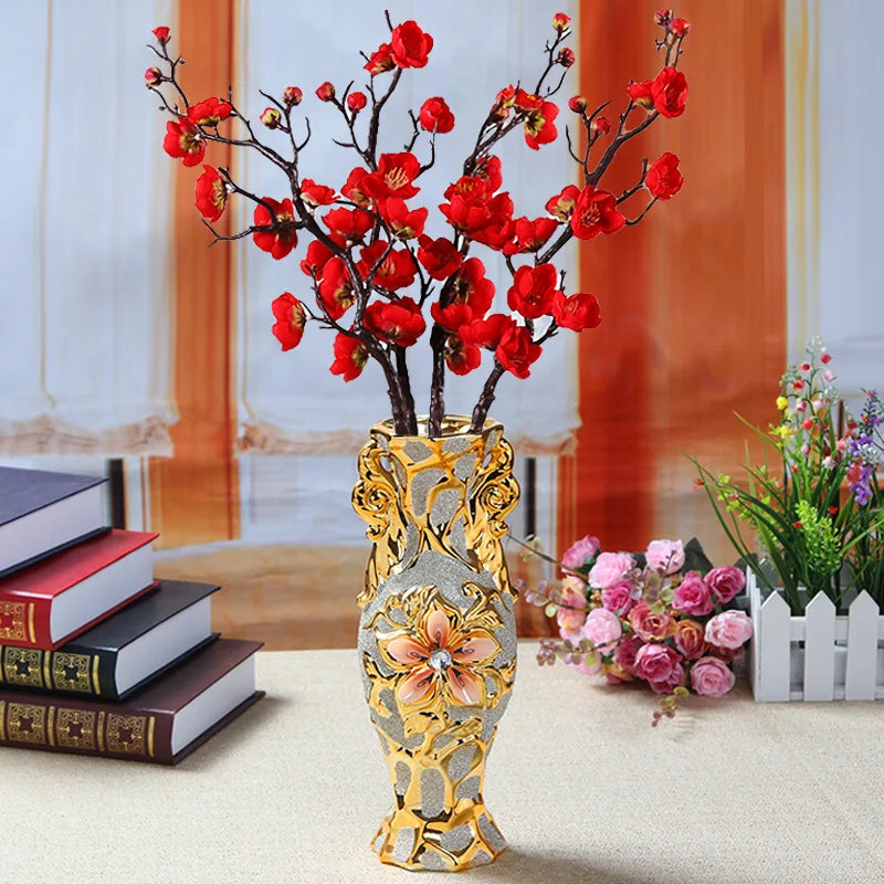 30cm Gold-Plated Ceramic Vase | European Luxury Decor