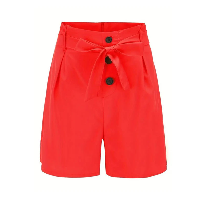 Y2K Button-Front Tie Waist Shorts | Summer Beach