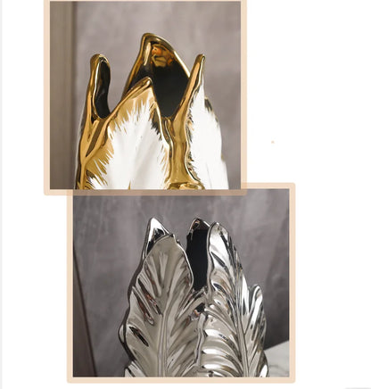 Nordic Gold-Painted Ceramic Vase | Luxury Home Decor