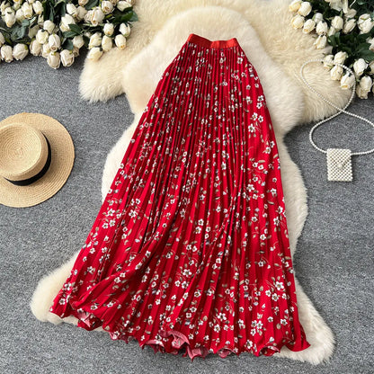 Floral A-Line Pleated Skirt | High Waist Summer Style
