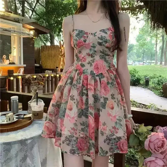 High-waisted Slimming Floral Tank Dress