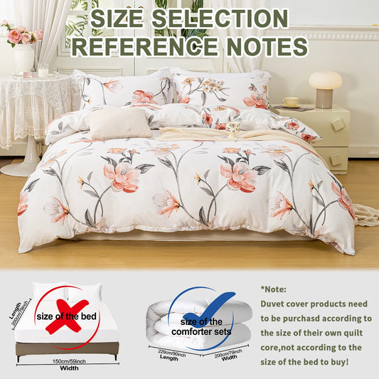 Leaf Floral Duvet Cover Set | 3-Piece Bedding Set