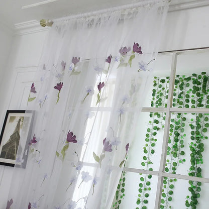 Peony Floral Tulle Sheer Curtains | Light-Filtering Panels for Any Room