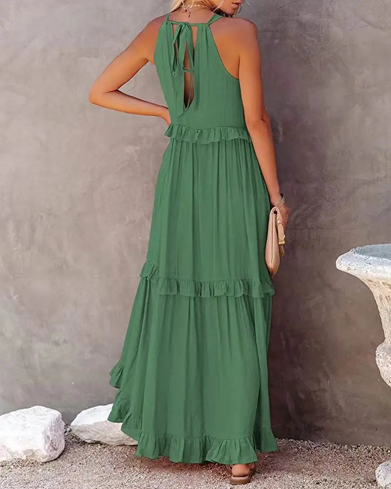 Casual Ruffles Long Sleeveless Sundress