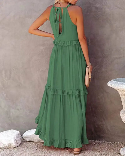 Casual Ruffles Long Sleeveless Sundress