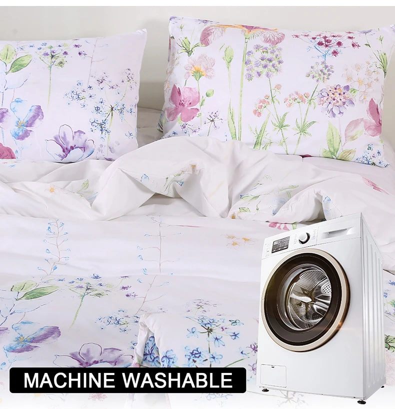 Flower Pattern Duvet Cover Set | 3-Piece Soft Bedding