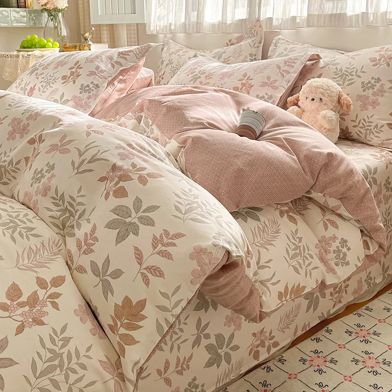 100% Cotton Floral Duvet Cover Set | Luxury 3-Piece Bedding