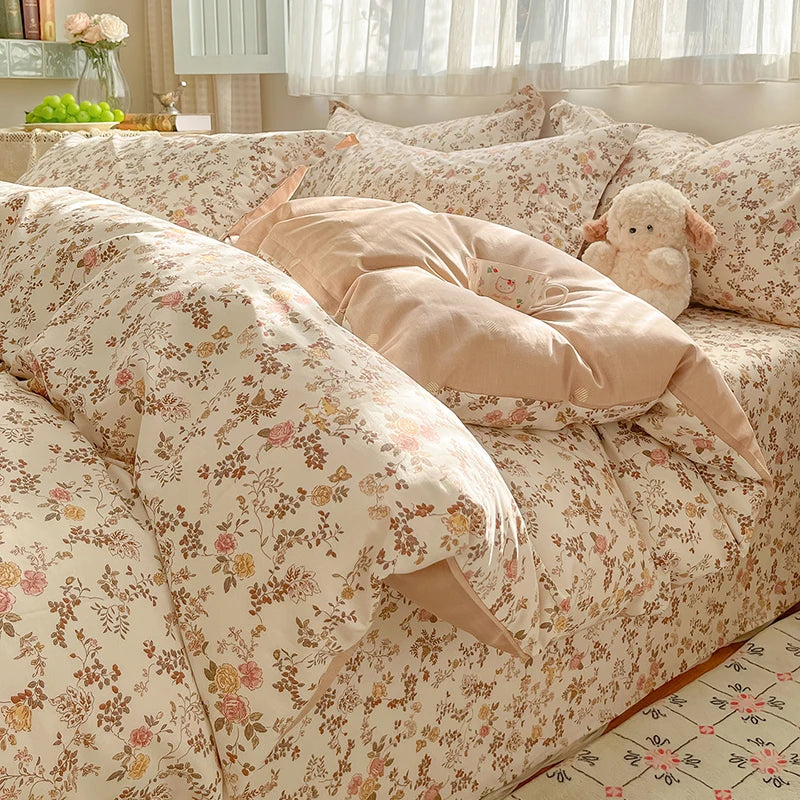 100% Cotton Floral Duvet Cover Set | Luxury 3-Piece Bedding
