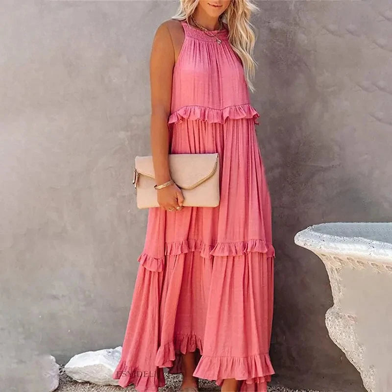 Casual Ruffles Long Sleeveless Sundress