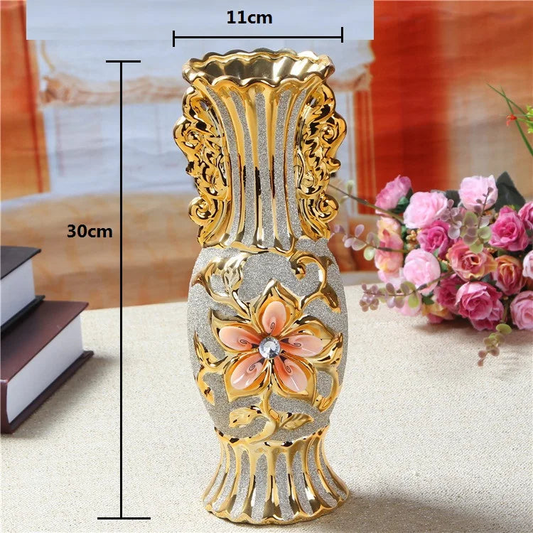 30cm Gold-Plated Ceramic Vase | European Luxury Decor