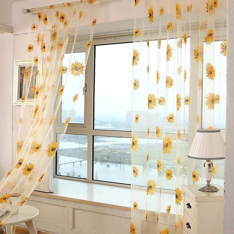 Peony Floral Tulle Sheer Curtains | Light-Filtering Panels for Any Room