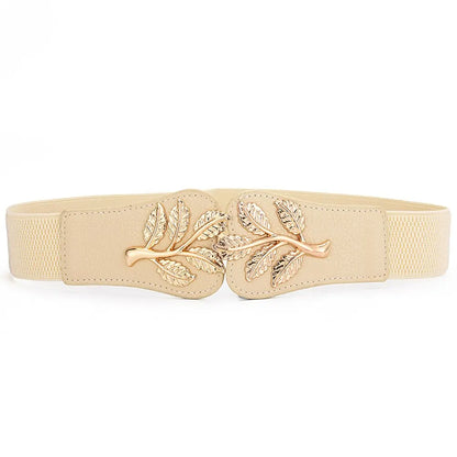Gold Leaf Elastic Waist Closure With Double Hook Buckle