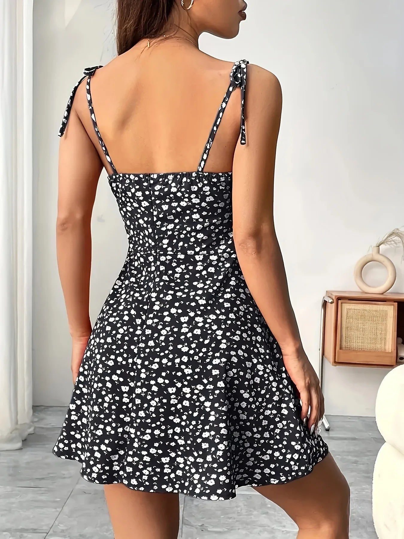 Floral Spaghetti Strap Mini Sundress | A-Line Beach Dress for Women