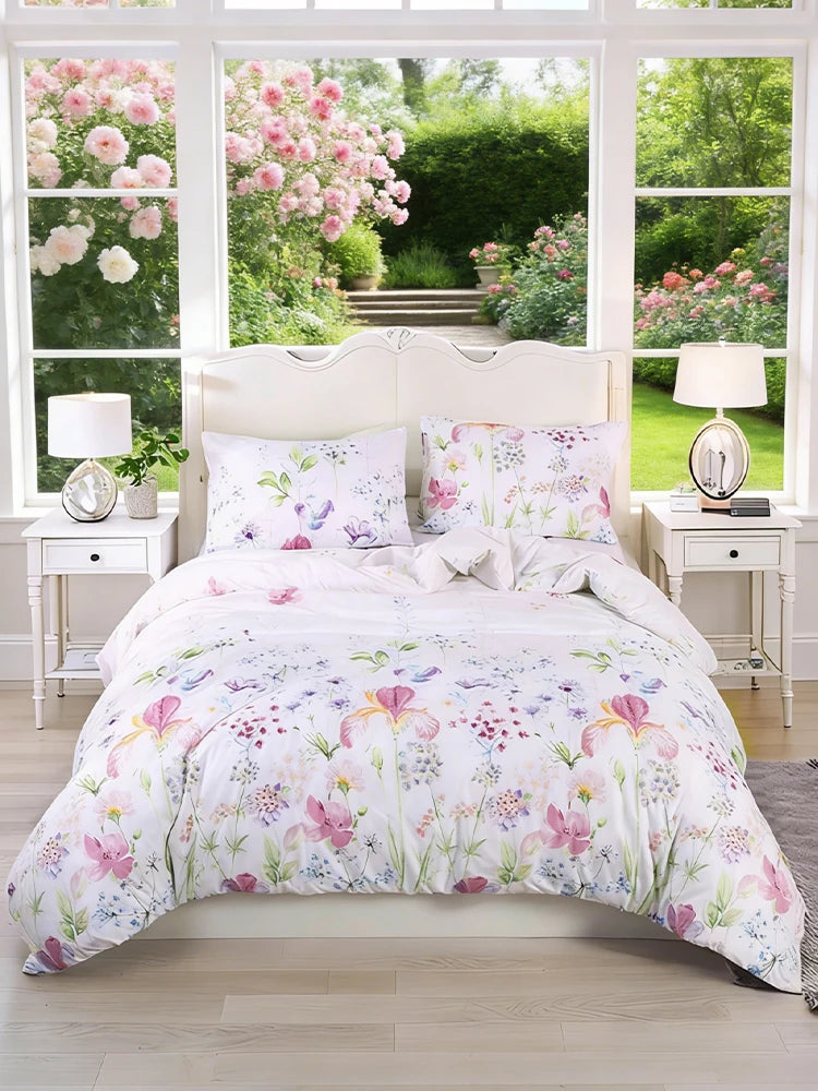 Flower Pattern Duvet Cover Set | 3-Piece Soft Bedding