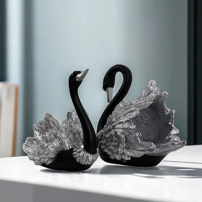 Black Swan Couple Resin Figurine | Elegant Home Décor Sculpture