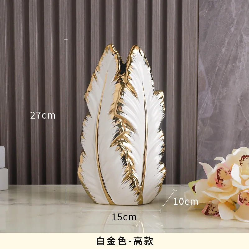 Nordic Gold-Painted Ceramic Vase | Luxury Home Decor