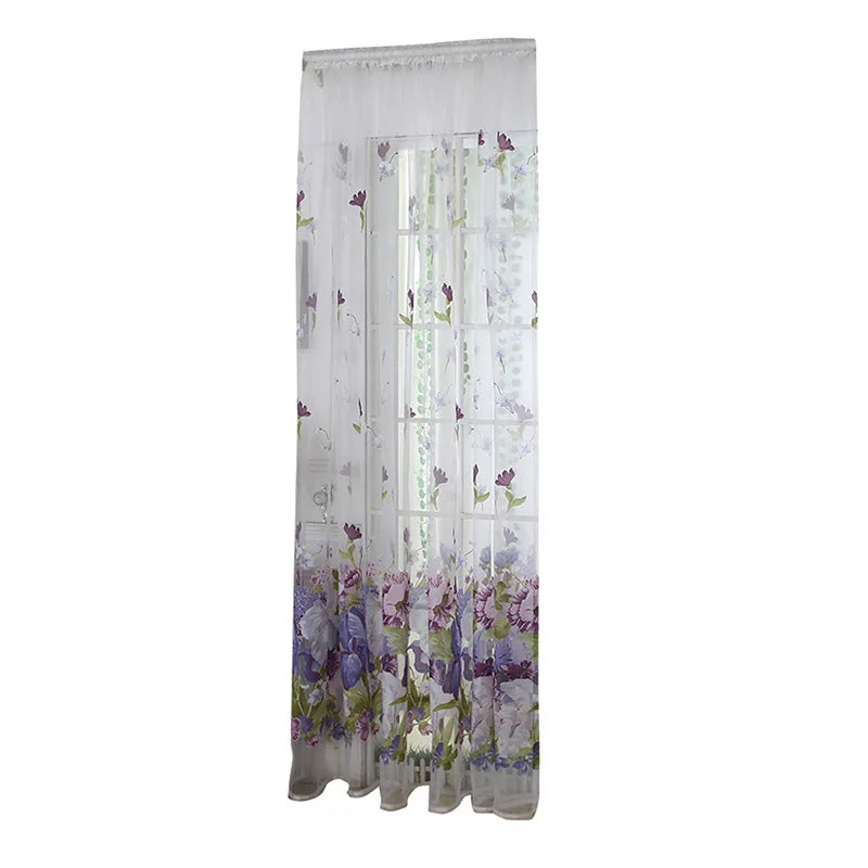 Peony Floral Tulle Sheer Curtains | Light-Filtering Panels for Any Room