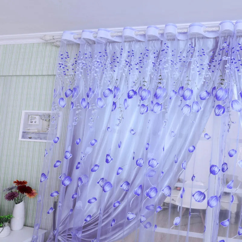 Peony Floral Tulle Sheer Curtains | Light-Filtering Panels for Any Room