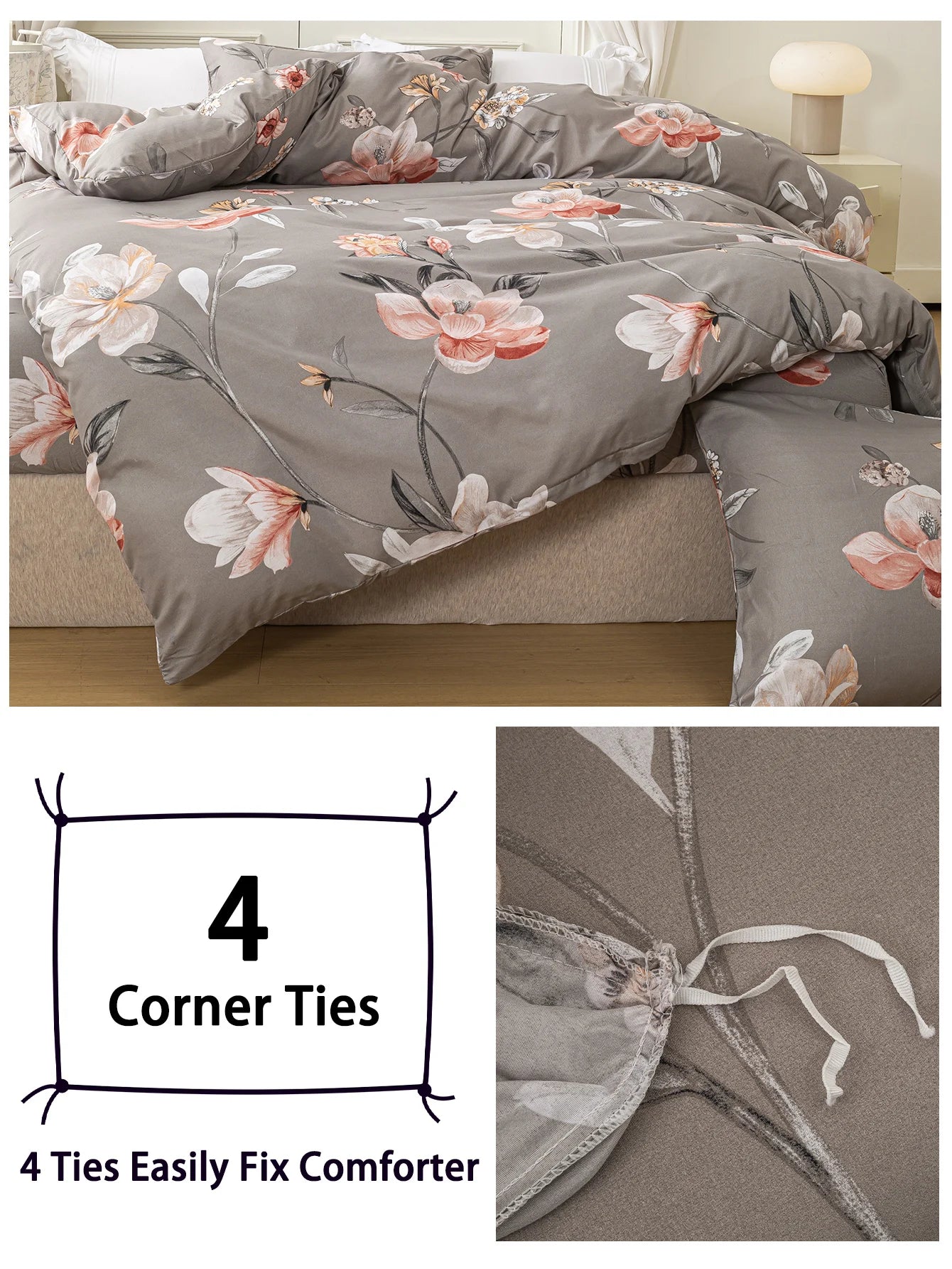 Leaf Floral Duvet Cover Set | 3-Piece Bedding Set