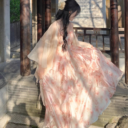Floral Chiffon Camisole Dress | Strapless Ruffle Beach Dress for Women