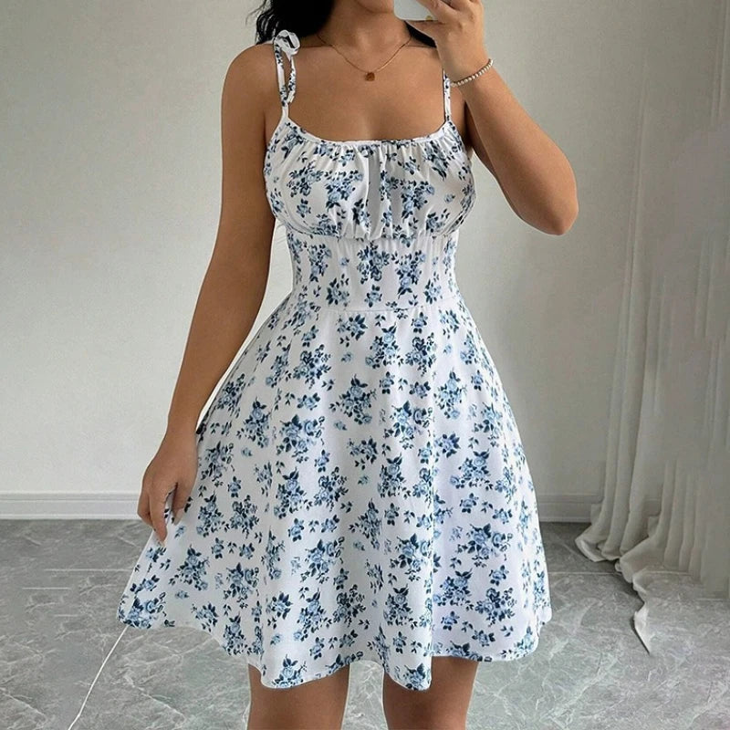 Floral Spaghetti Strap Mini Sundress | A-Line Beach Dress for Women