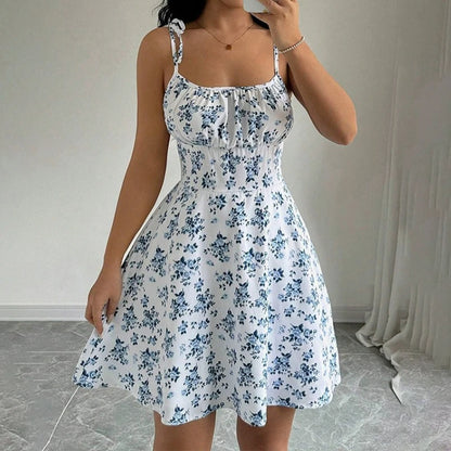 Floral Spaghetti Strap Mini Sundress | A-Line Beach Dress for Women