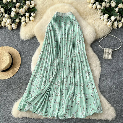 Floral A-Line Pleated Skirt | High Waist Summer Style