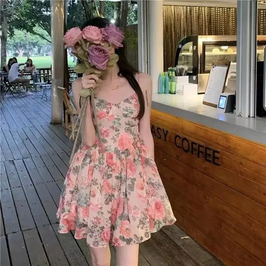 High-waisted Slimming Floral Tank Dress