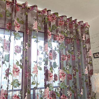 Peony Floral Tulle Sheer Curtains | Light-Filtering Panels for Any Room