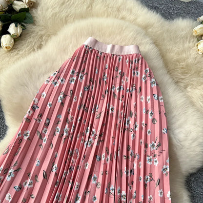 Floral A-Line Pleated Skirt | High Waist Summer Style