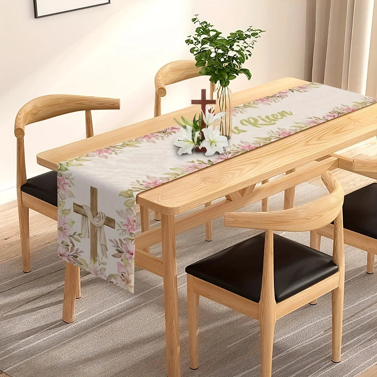 Easter Floral Cross Table Runner | Faith & Holiday Decor