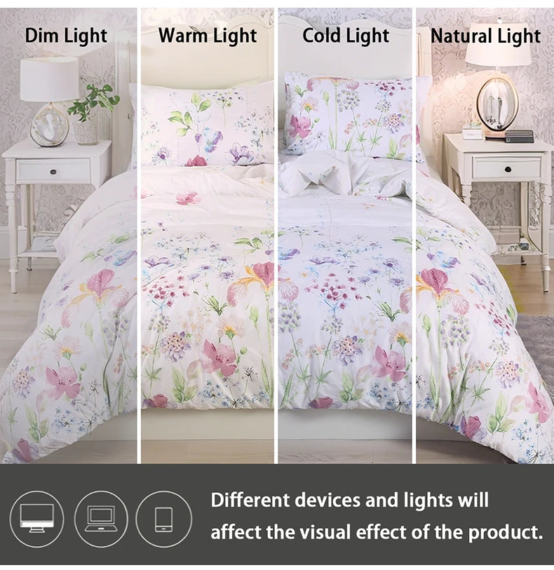 Flower Pattern Duvet Cover Set | 3-Piece Soft Bedding